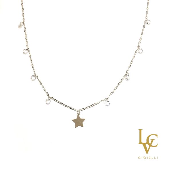 Collana oro bianco lucciole e stella
