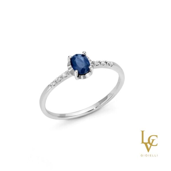 Anello Zaffiro Blu e Diamanti