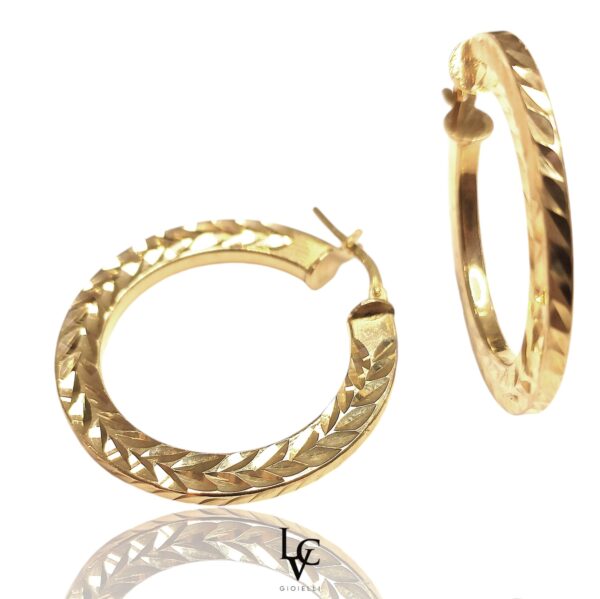 Orecchini Cerchio Style sezione Quadrata Argento 925 Dorato