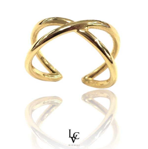 Anello X Her a filo placcato oro small