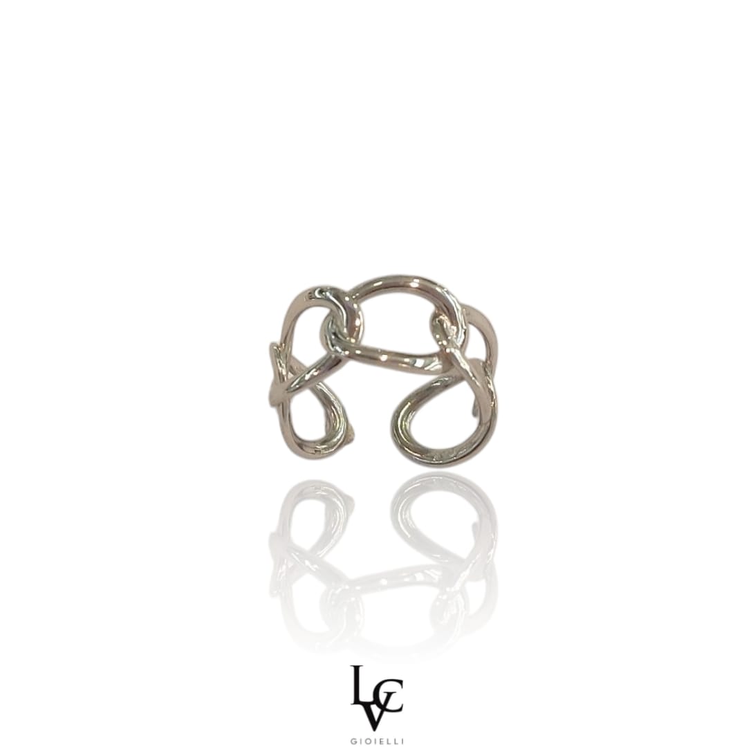 Anello catena intrecciata argentata