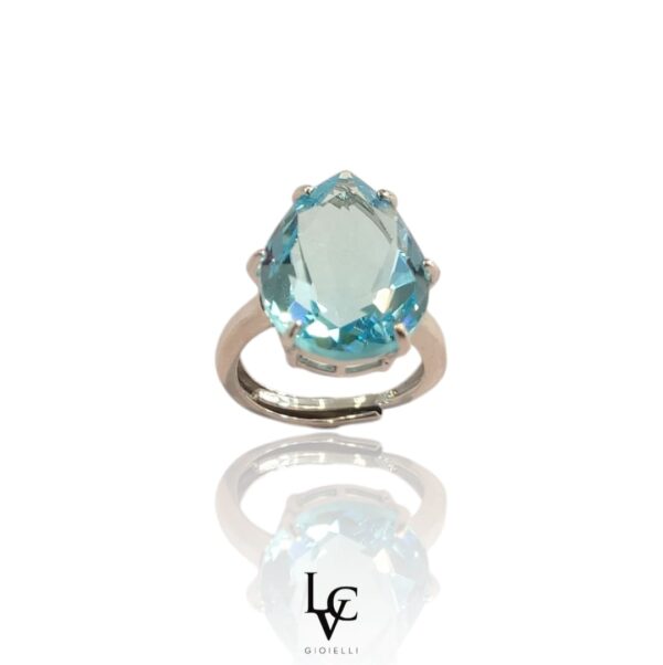 Anello goccia celeste