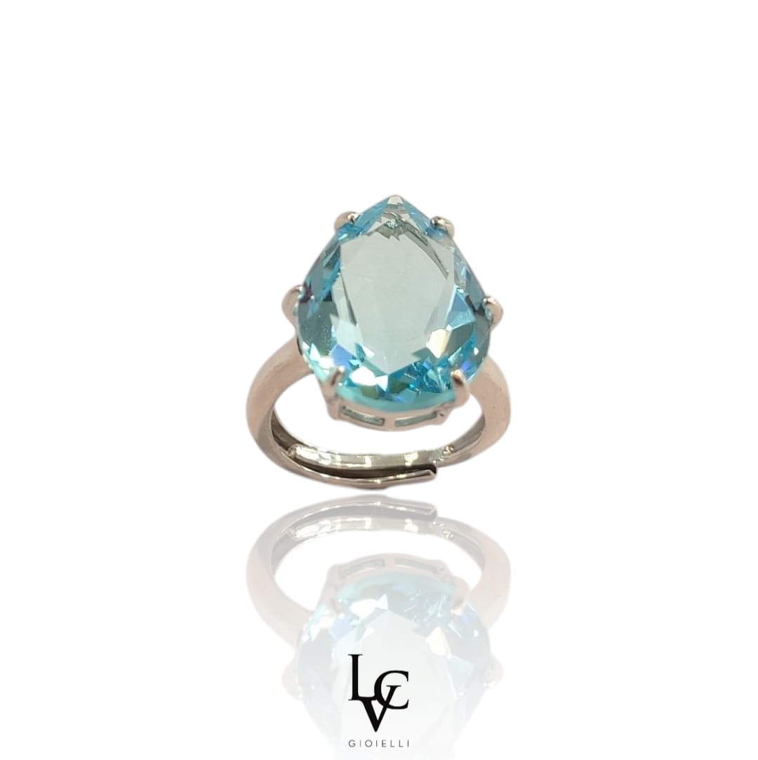 Anello goccia celeste
