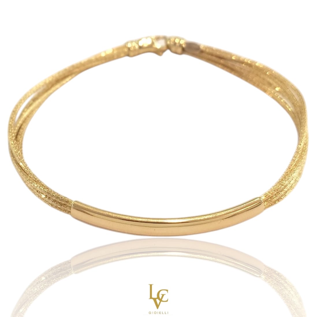 Bracciale rigido con fili dorati