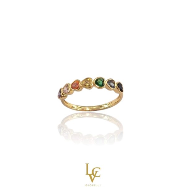 Anello con cuoricini di zirconi
