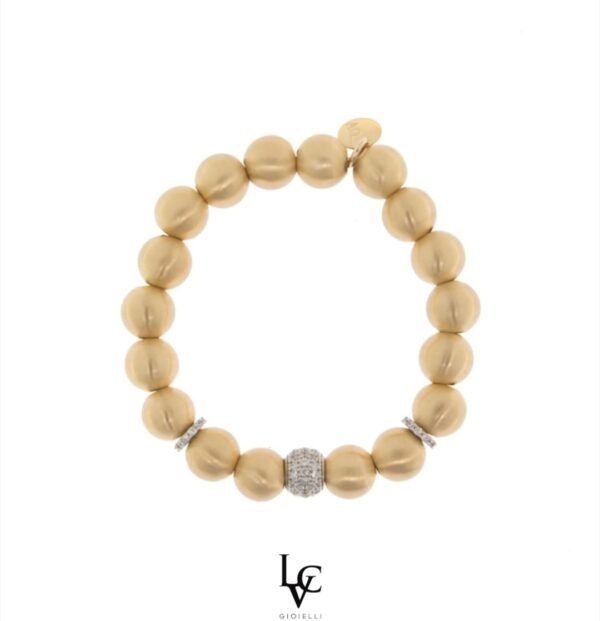 Bracciale con boules satinate e rondelle brillantinate