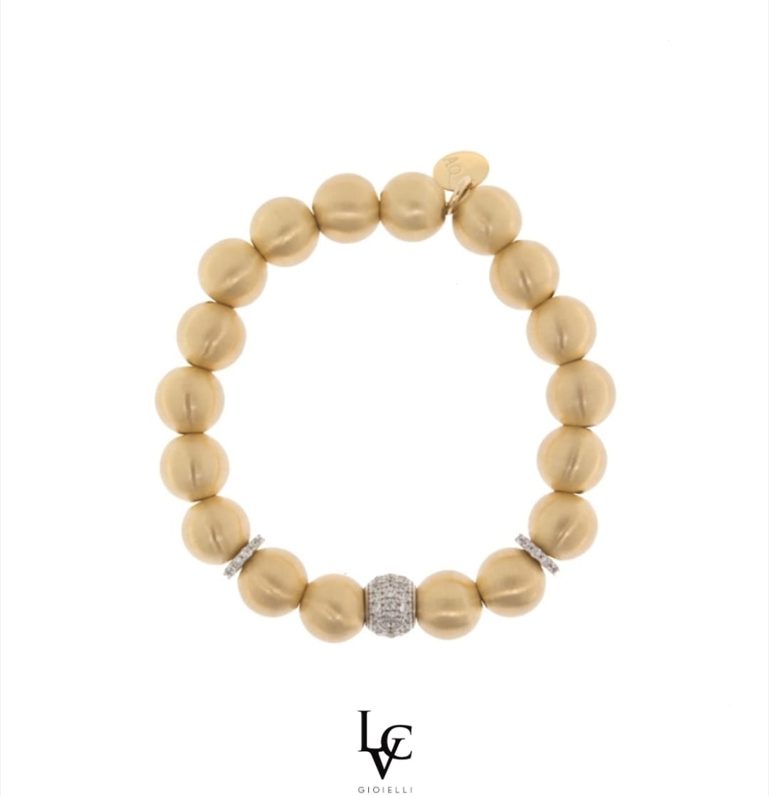 Bracciale con boules satinate e rondelle brillantinate
