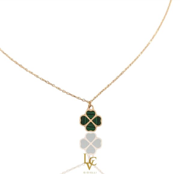 Collana con quadrifoglio malachite