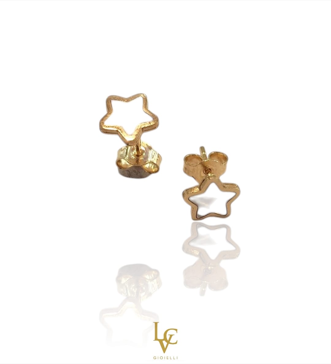 Orecchini con stella in madreperla in oro 18kt