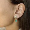 Orecchini mignon con testa ovale e pendenti verde acqua - immagine 2