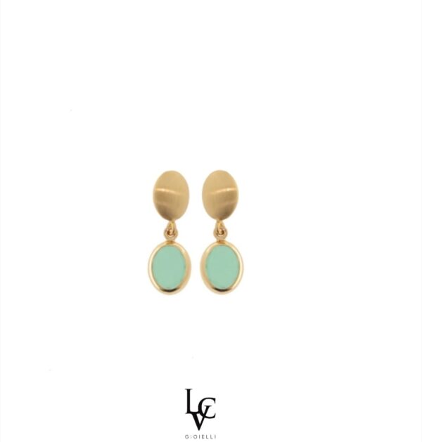 Orecchini mignon con testa ovale e pendenti verde acqua