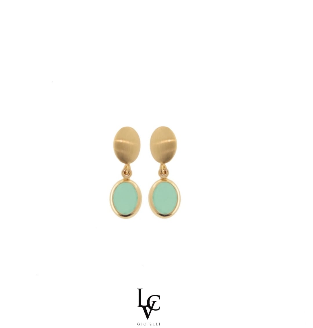 Orecchini mignon con testa ovale e pendenti verde acqua