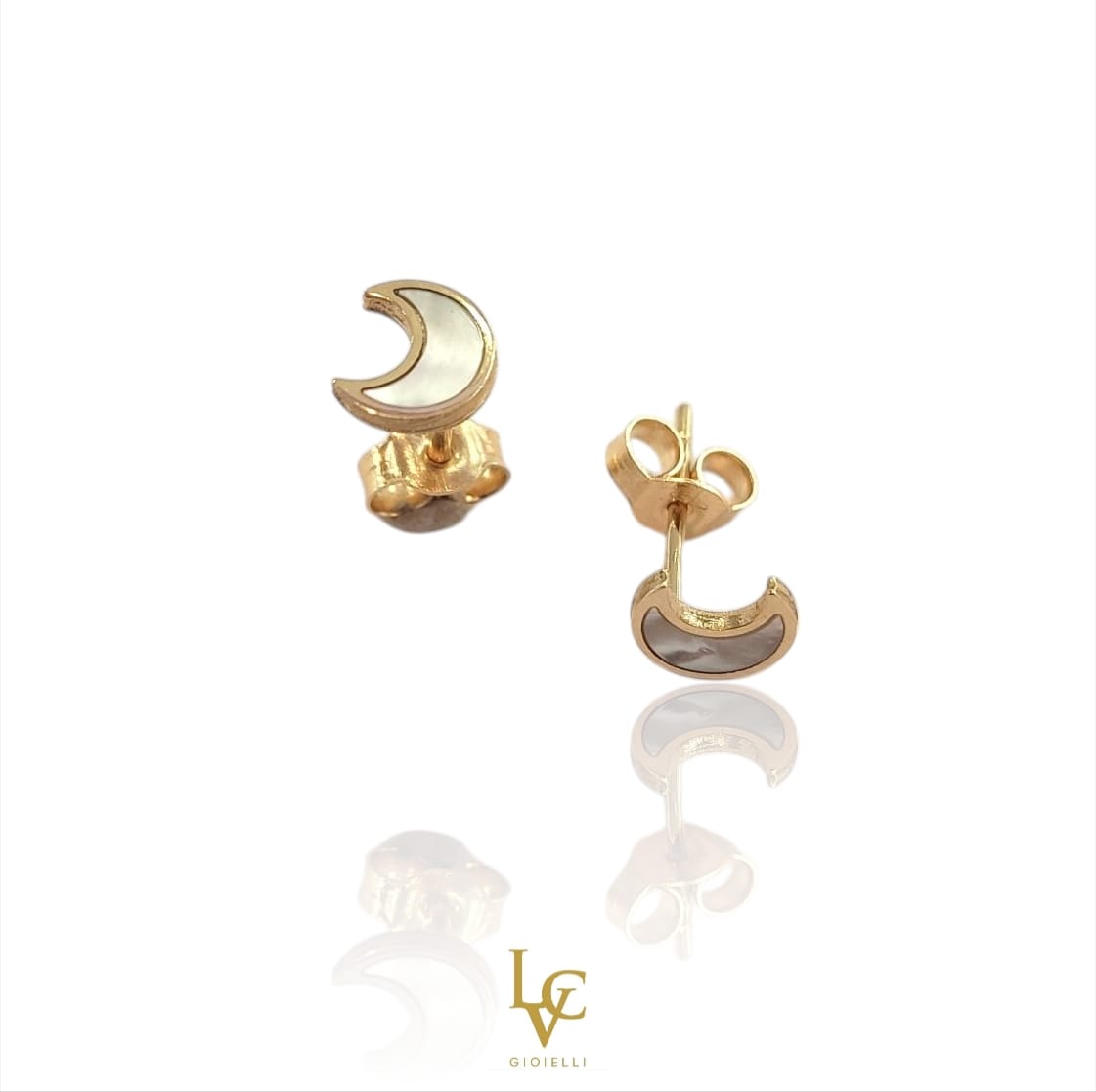 Orecchini con luna in madreperla in oro 18kt